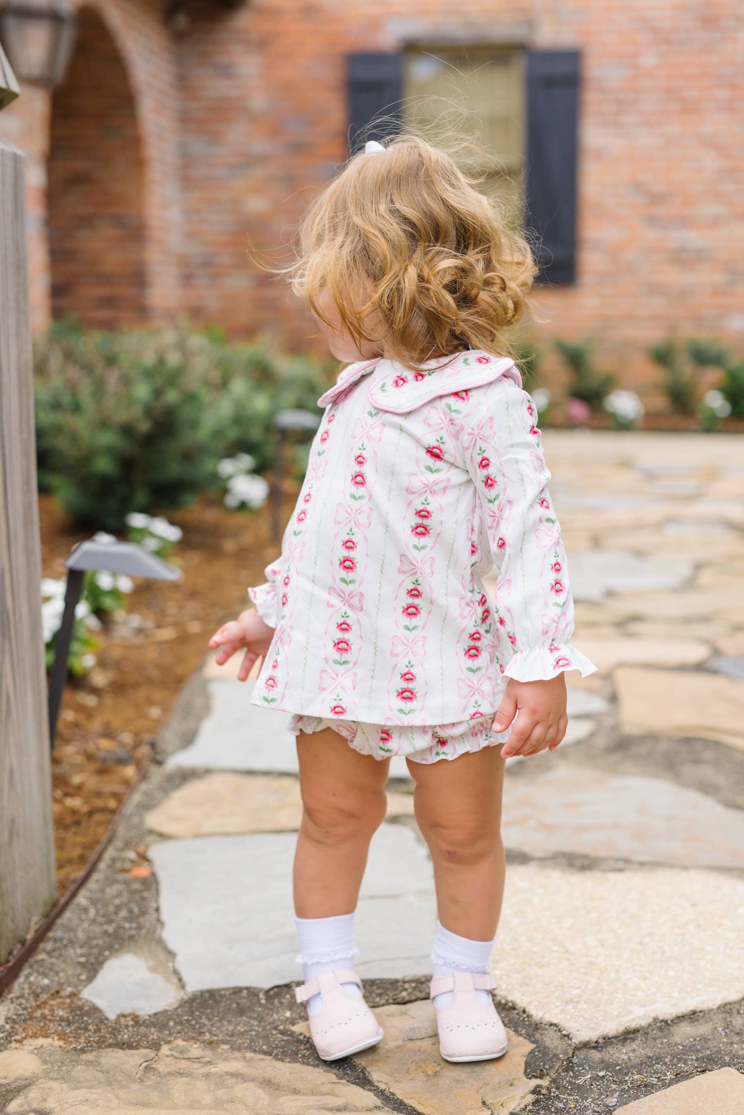 Blossom Bow Floral Long Sleeve Bloomer Set
