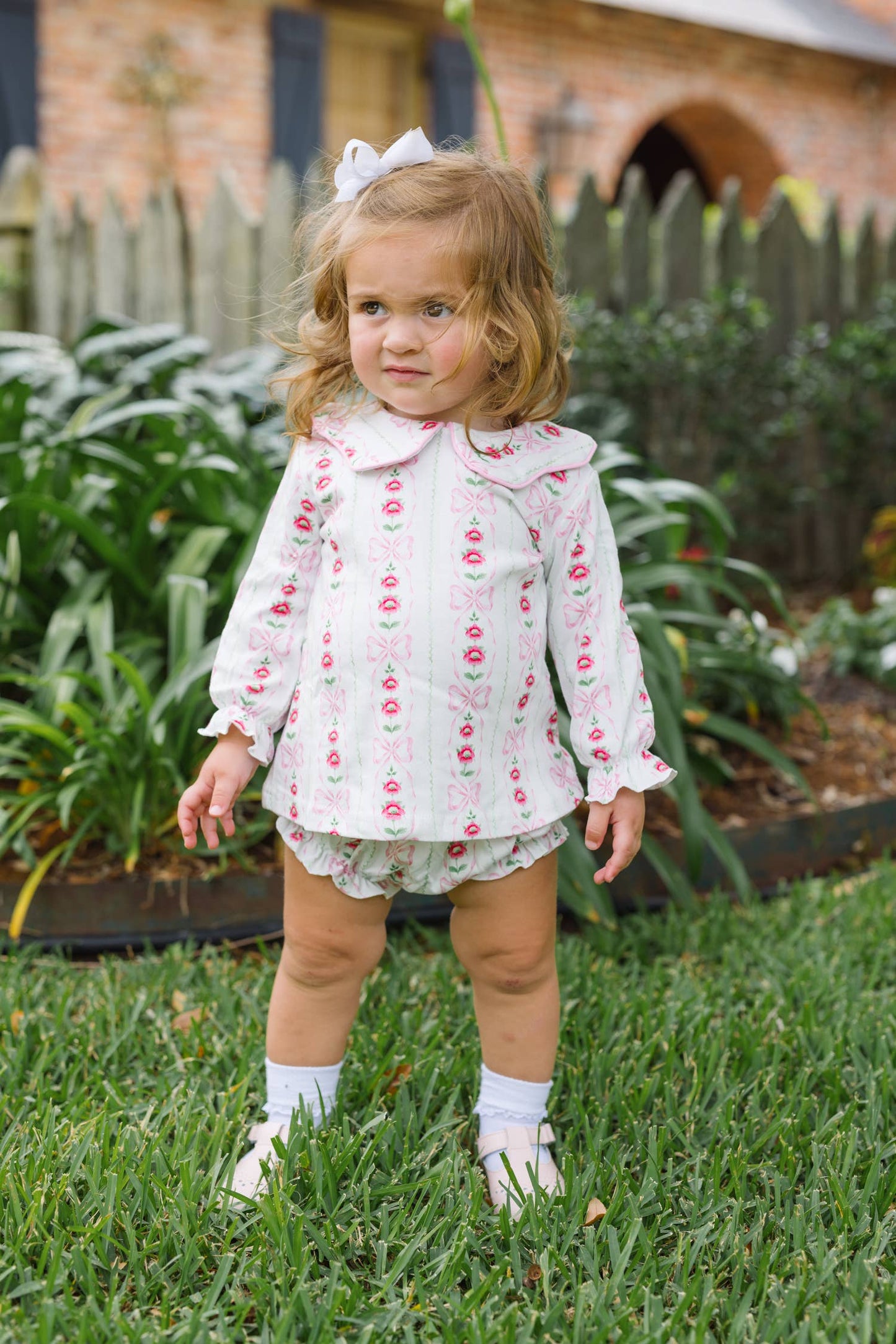 Blossom Bow Floral Long Sleeve Bloomer Set