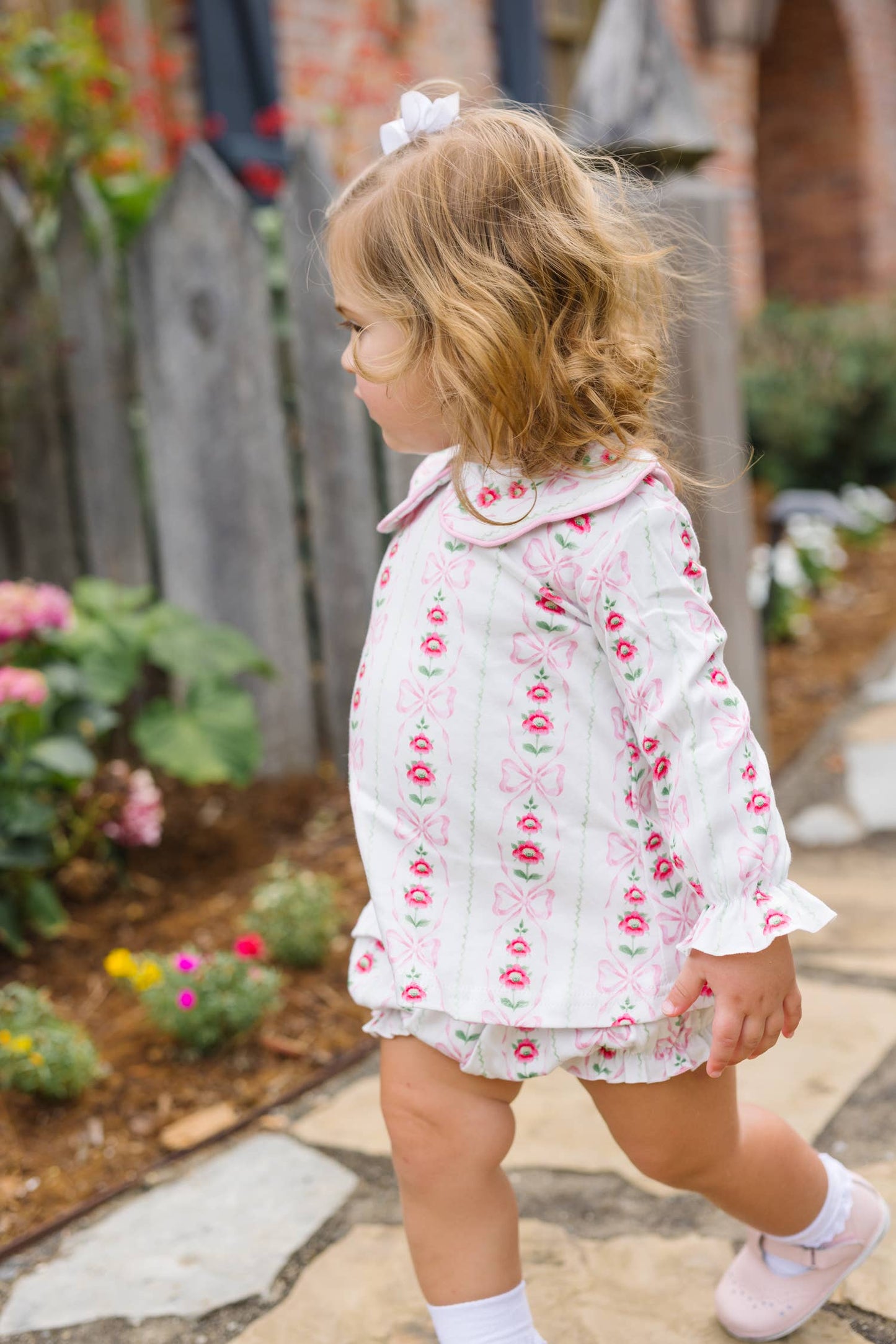 Blossom Bow Floral Long Sleeve Bloomer Set