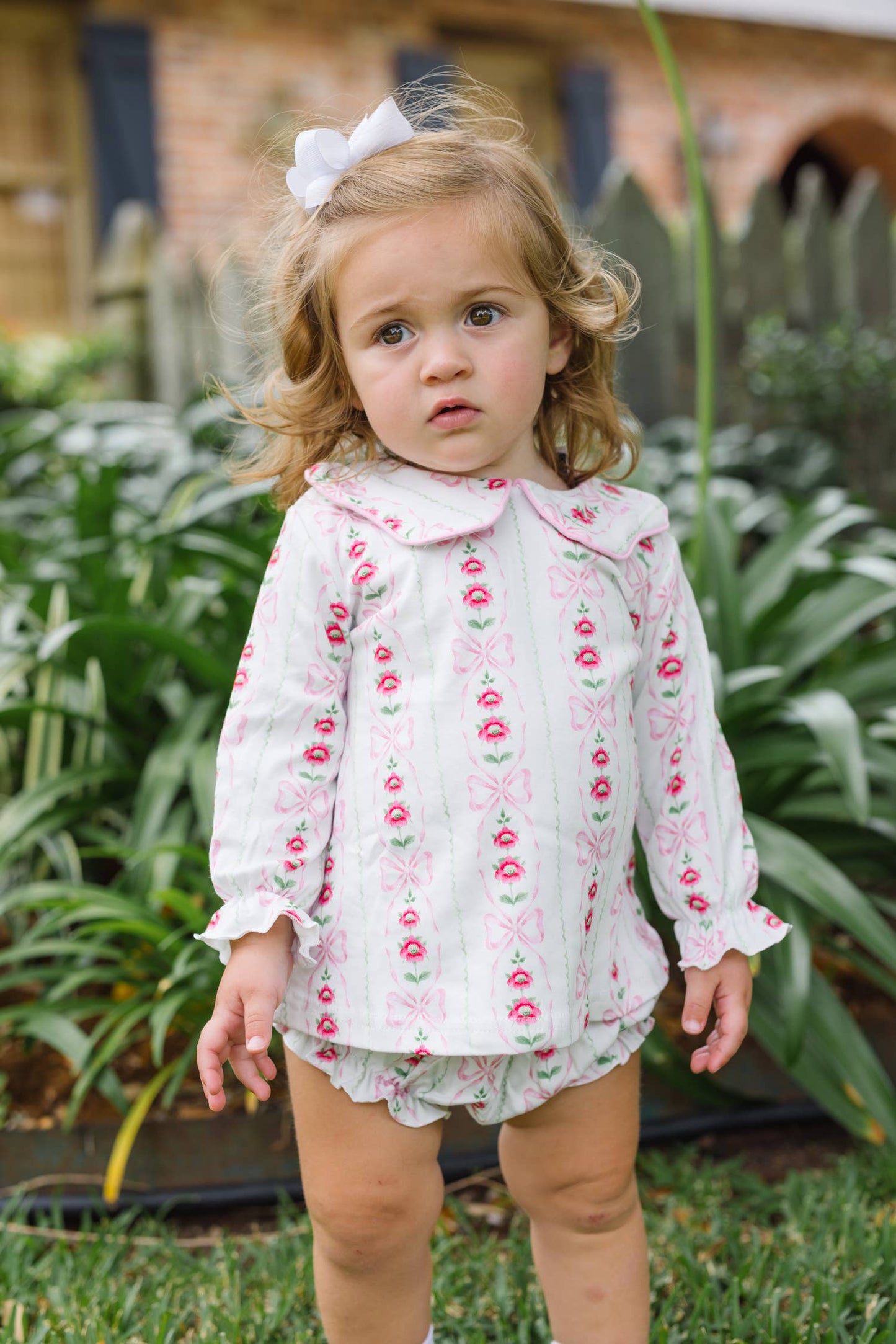 Blossom Bow Floral Long Sleeve Bloomer Set