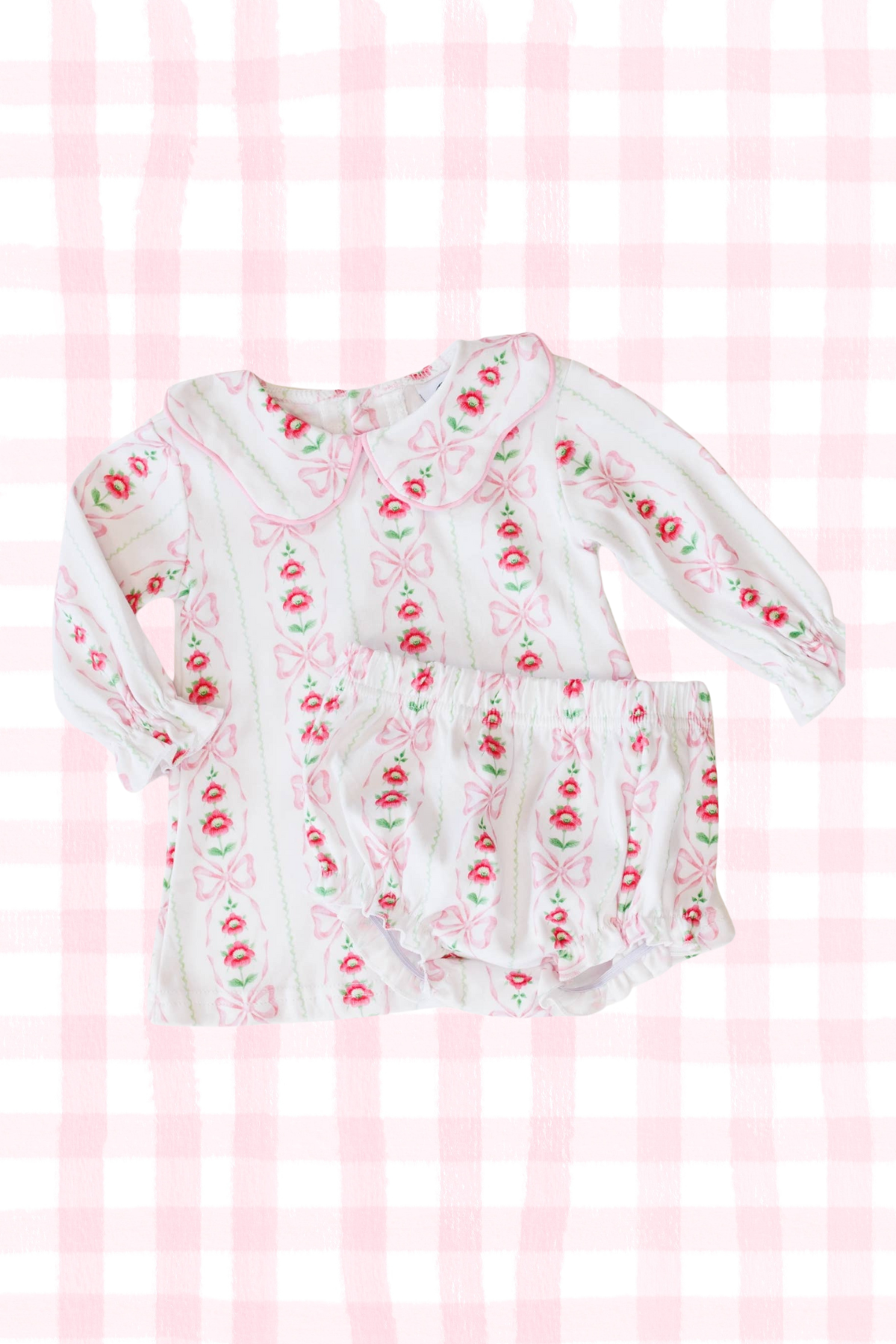 Blossom Bow Floral Long Sleeve Bloomer Set