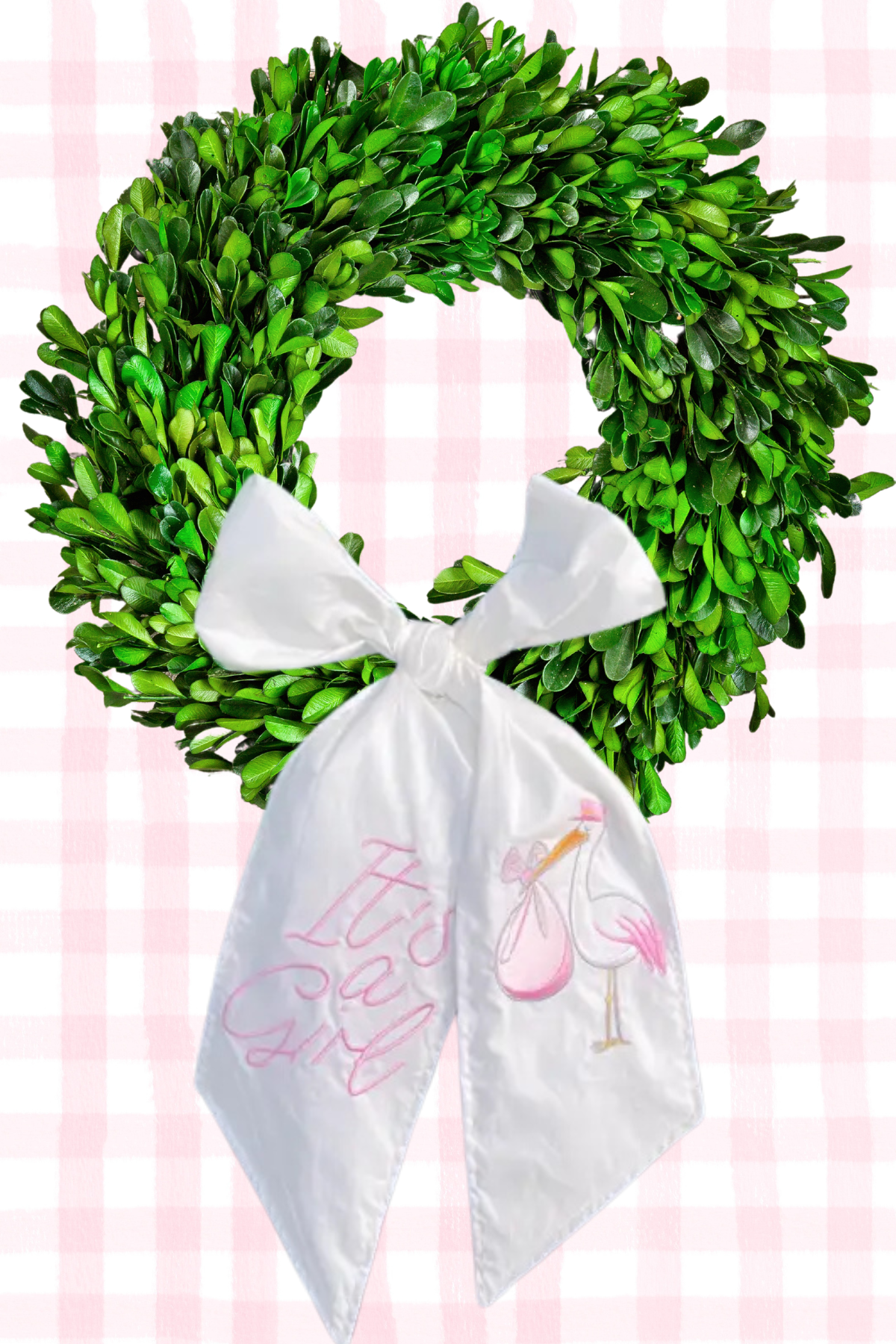 It's a Girl Embroidered Wreath Sash