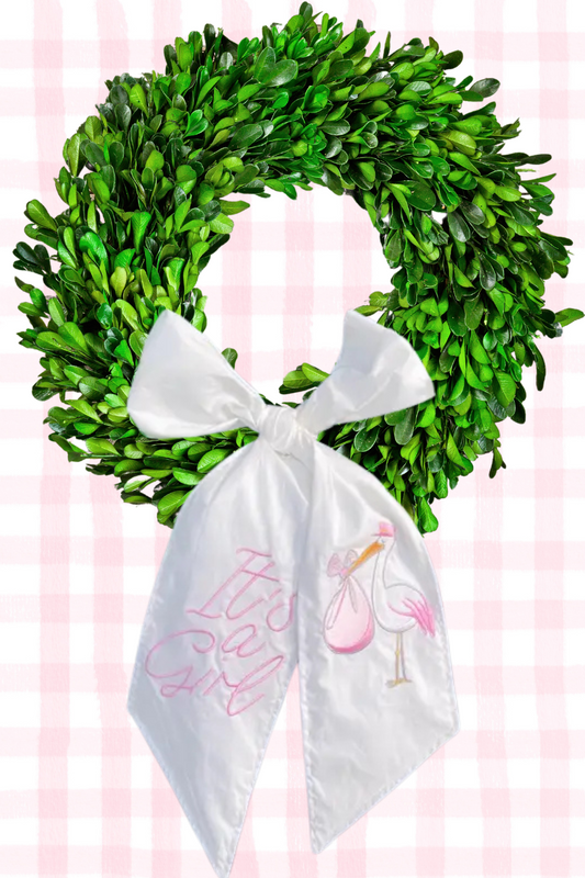 It's a Girl Embroidered Wreath Sash