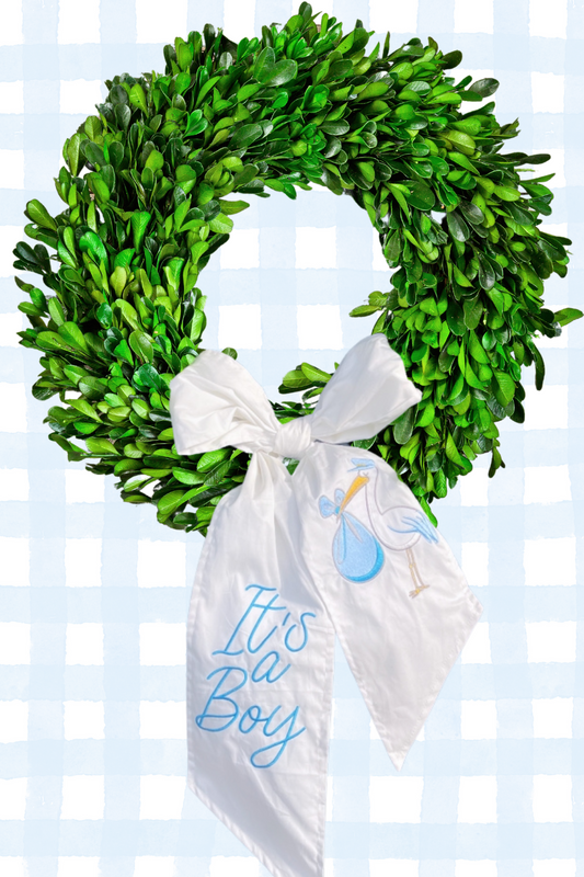 It's a Boy Embroidered Wreath Sash