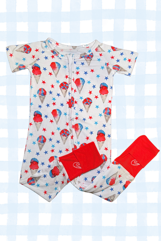 Red, White and Blue Snowcones Zipper Onesie