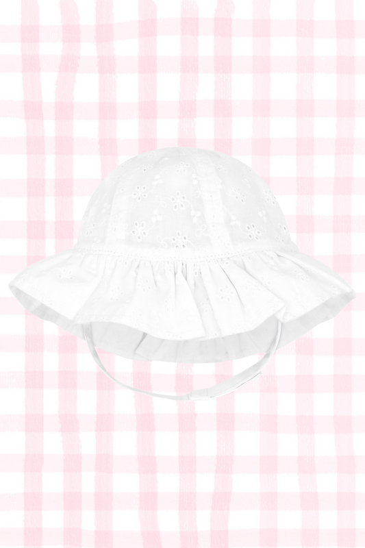 Reversible Girls Ruffle Brim Eyelet Hat