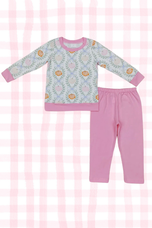 Girls Pumpkin & Bows Set